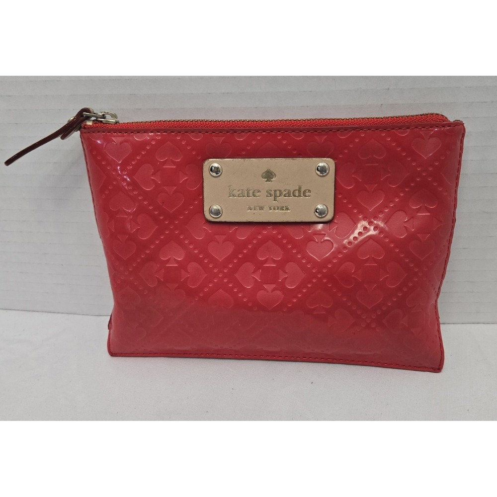 Kate Spade Mini Pouch Emerald Avenue Cherry Cosmetic Make-Up EUC